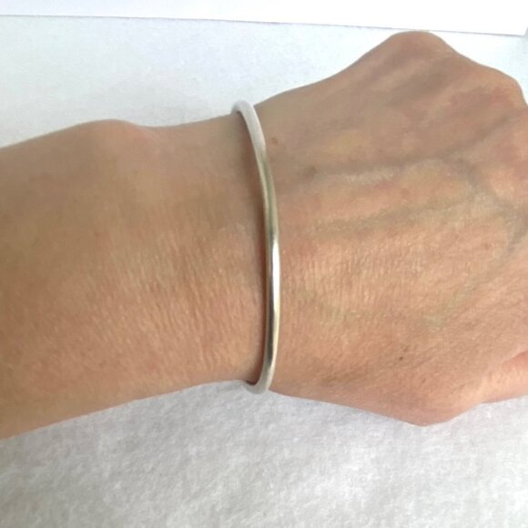 Sterling Silver 925 Modernist Style Square Capped Charm Cuff Bracelet Size 7" - Picture 3 of 16